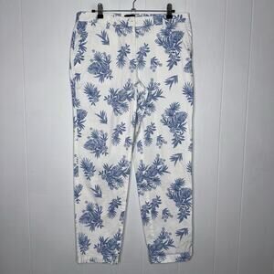 Talbots Women’s Relaxed Chino Pants Blue White Floral Size 8